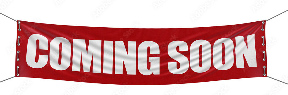 Red banner with "Coming Soon" text, hinting at an upcoming event or product launch.