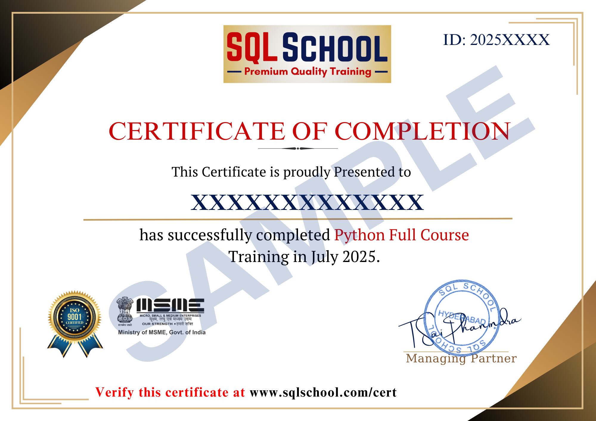 Python Full Course certificate