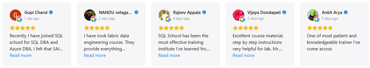 SQL School Google Reviews By Learner's
