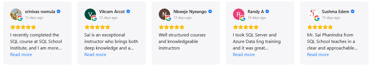 SQL School Google Reviews By Learner's