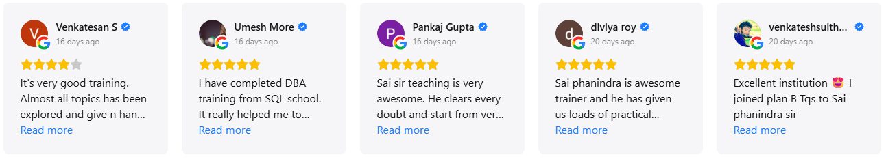 SQL School Google Reviews By Learner's