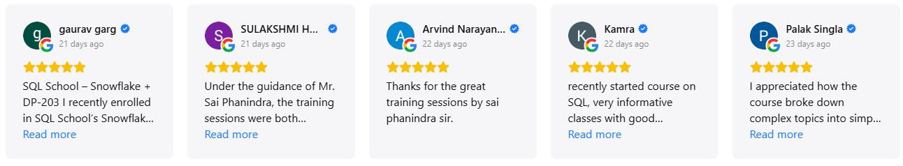 SQL School Google Reviews By Learner's