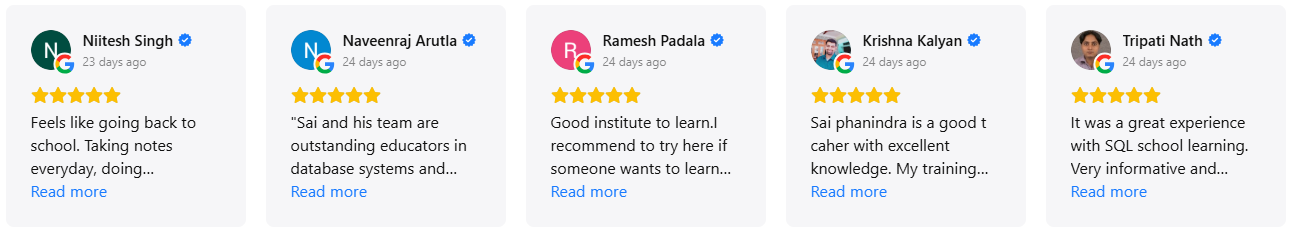SQL School Google Reviews By Learner's