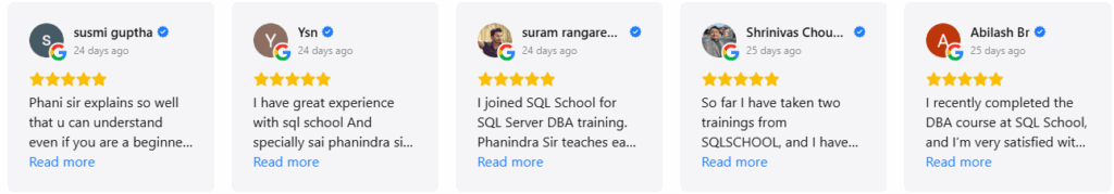 SQL School Google Reviews By Learner's