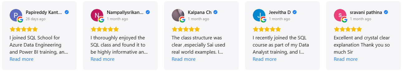 SQL School Google Reviews By Learner's