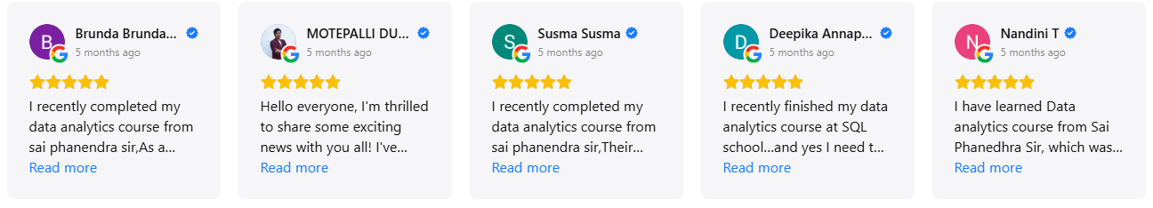 SQL School Google Reviews By Learner's