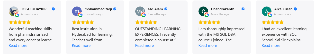 SQL School Google Reviews By Learner's