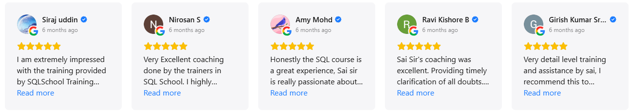 SQL School Google Reviews By Learner's