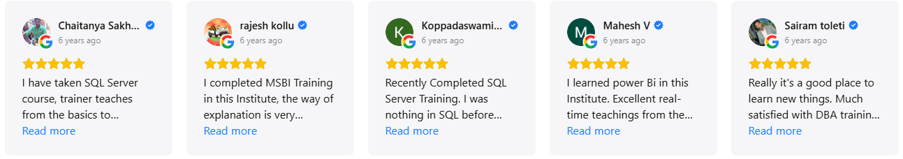 SQL School Google Reviews By Learner's