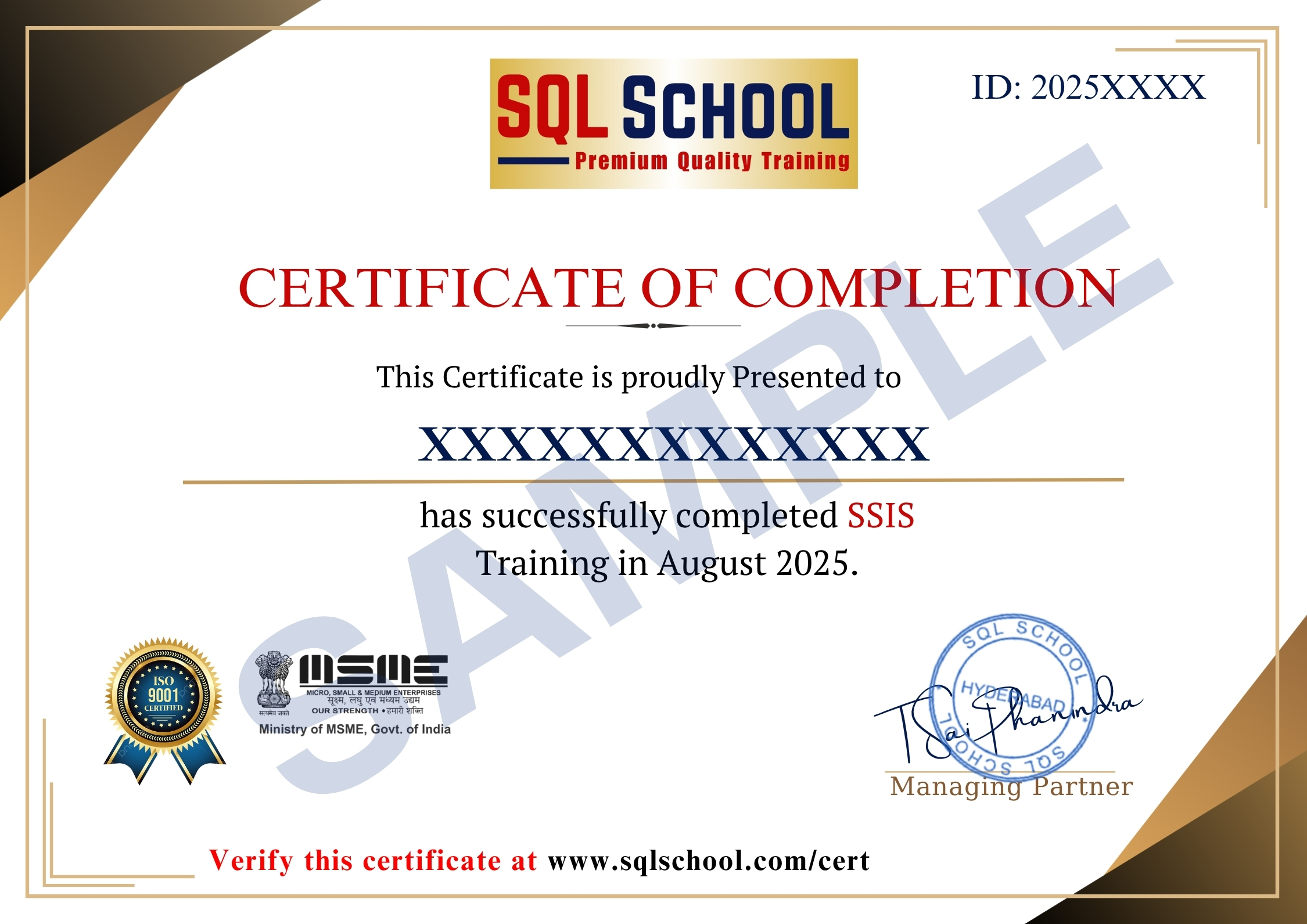 SSIS Certificate