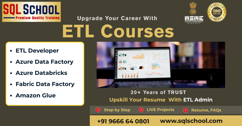 Learn ETL, Azure Data Factory, Databricks, and Fabric Data Integration with real-time projects at SQL School.